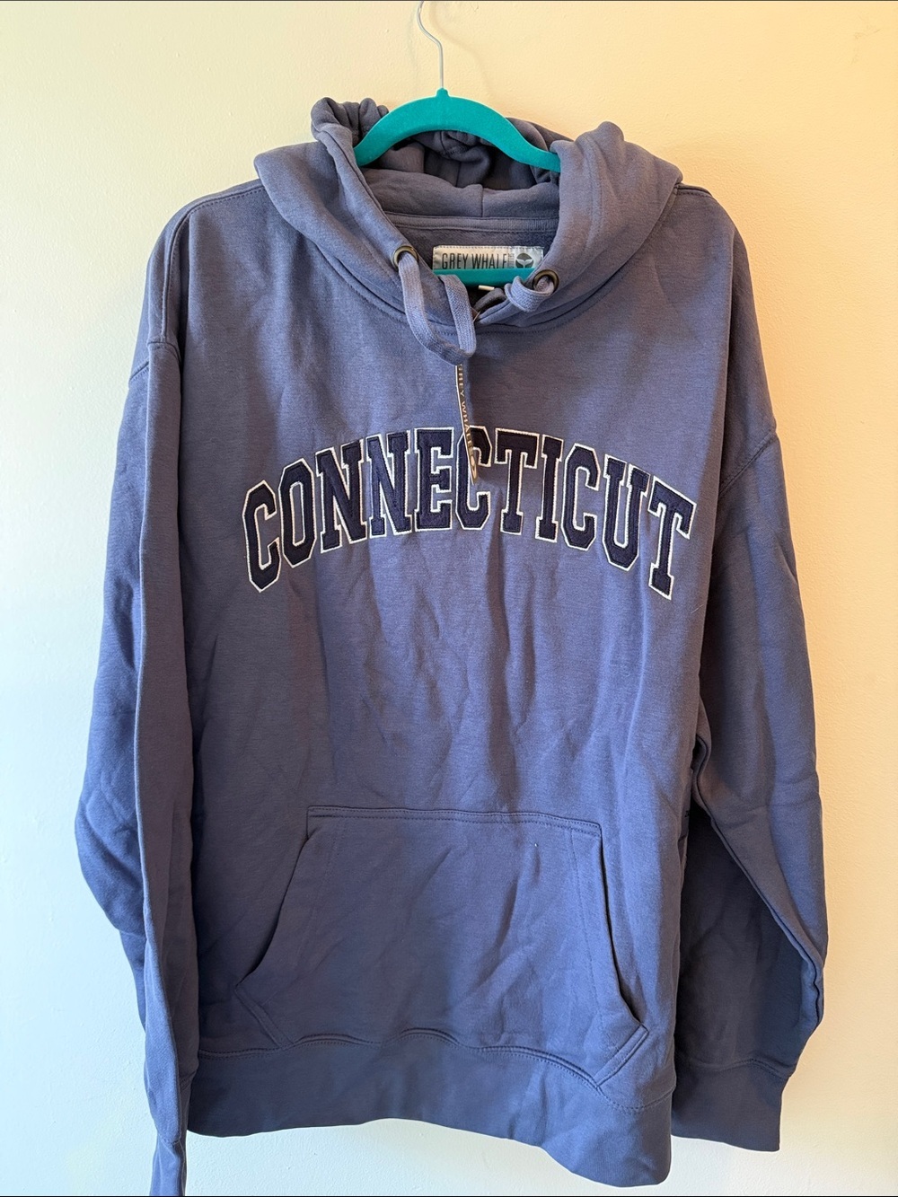 CONNECTICUT Arch Logo Hoodie in Dusty Blue
